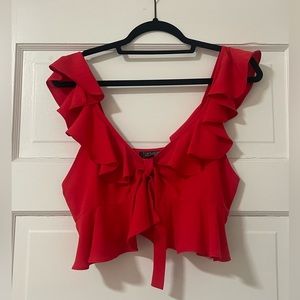 Top shop red flirty crop top!!! Size 8